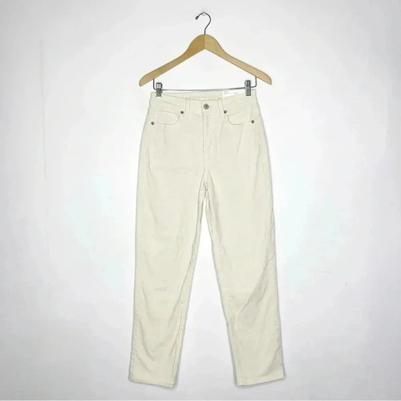 American Eagle Mom Straight Leg Corduroy Pants Cream Size 2 NWT - Picture 1 of 8